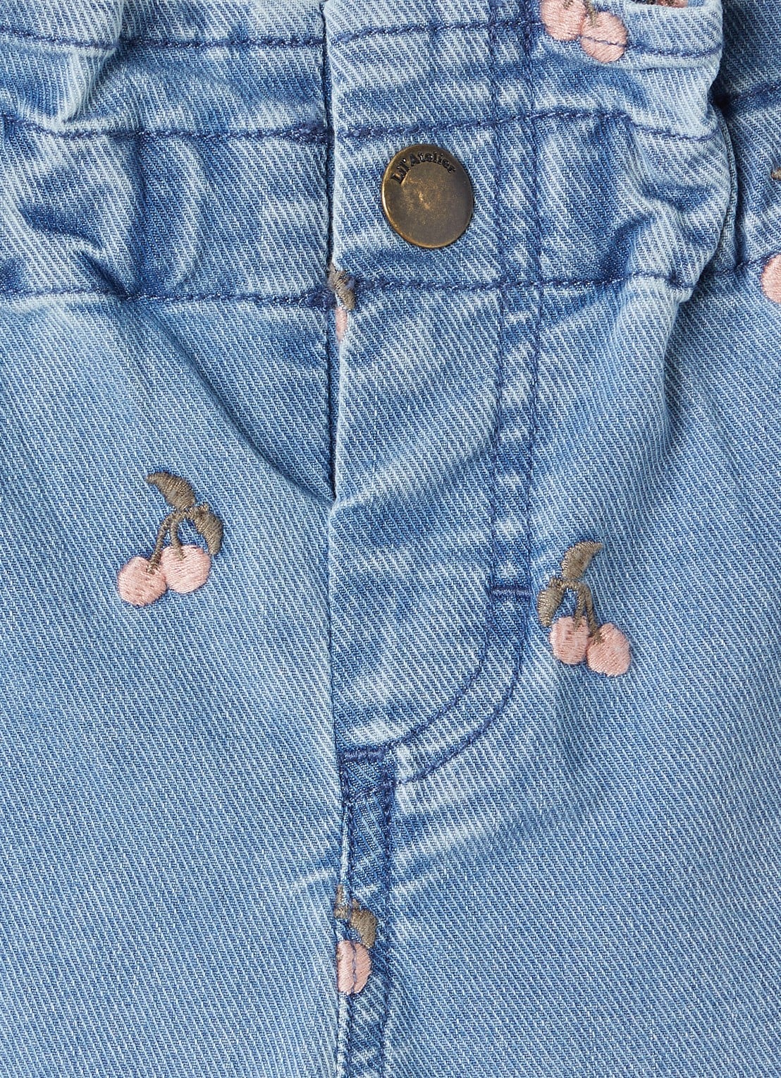 Lil 'Atelier NBFDeva loose fit jeans met borduring - detail indigo