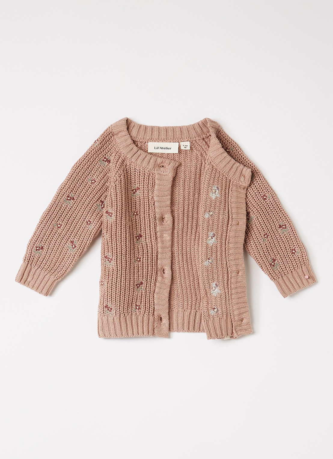 Lil 'Atelier NBFEmlen grofgebreid vest met borduring - voorkant 2 roestbruin