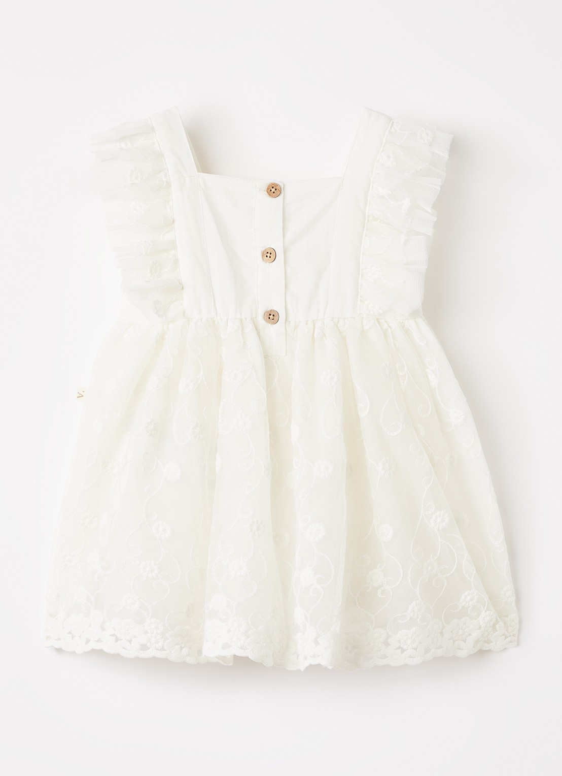 Lil 'Atelier NBFFeya tuniekjurk met tule - voorkant 3 gebroken wit