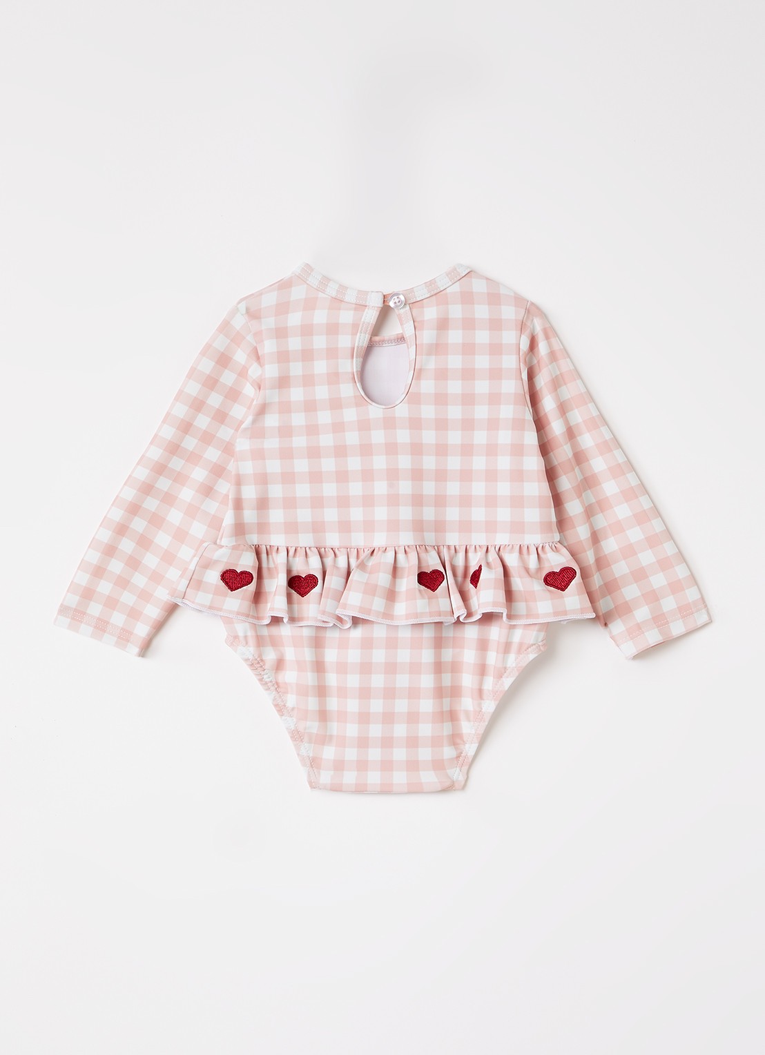 Lil 'Atelier NBFFinley badpak met ruitdessin - voorkant 2 zalmroze