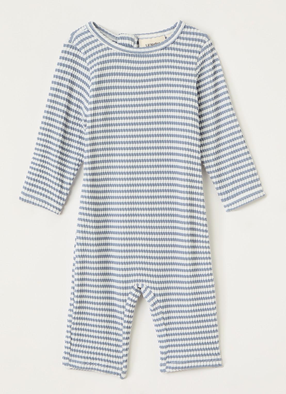 Lil 'Atelier NBFFredo babypak met streepprint - voorkant staalblauw