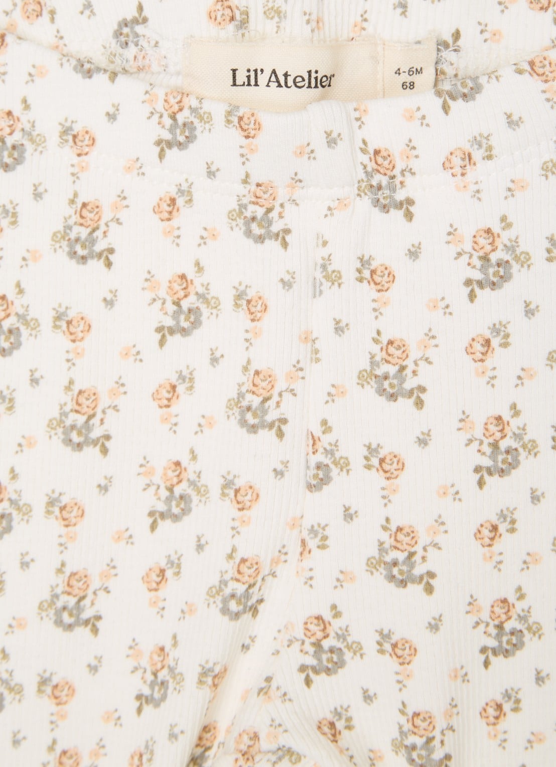 Lil 'Atelier NBFGago ribgebreide legging in  katoenblend - detail gebroken wit