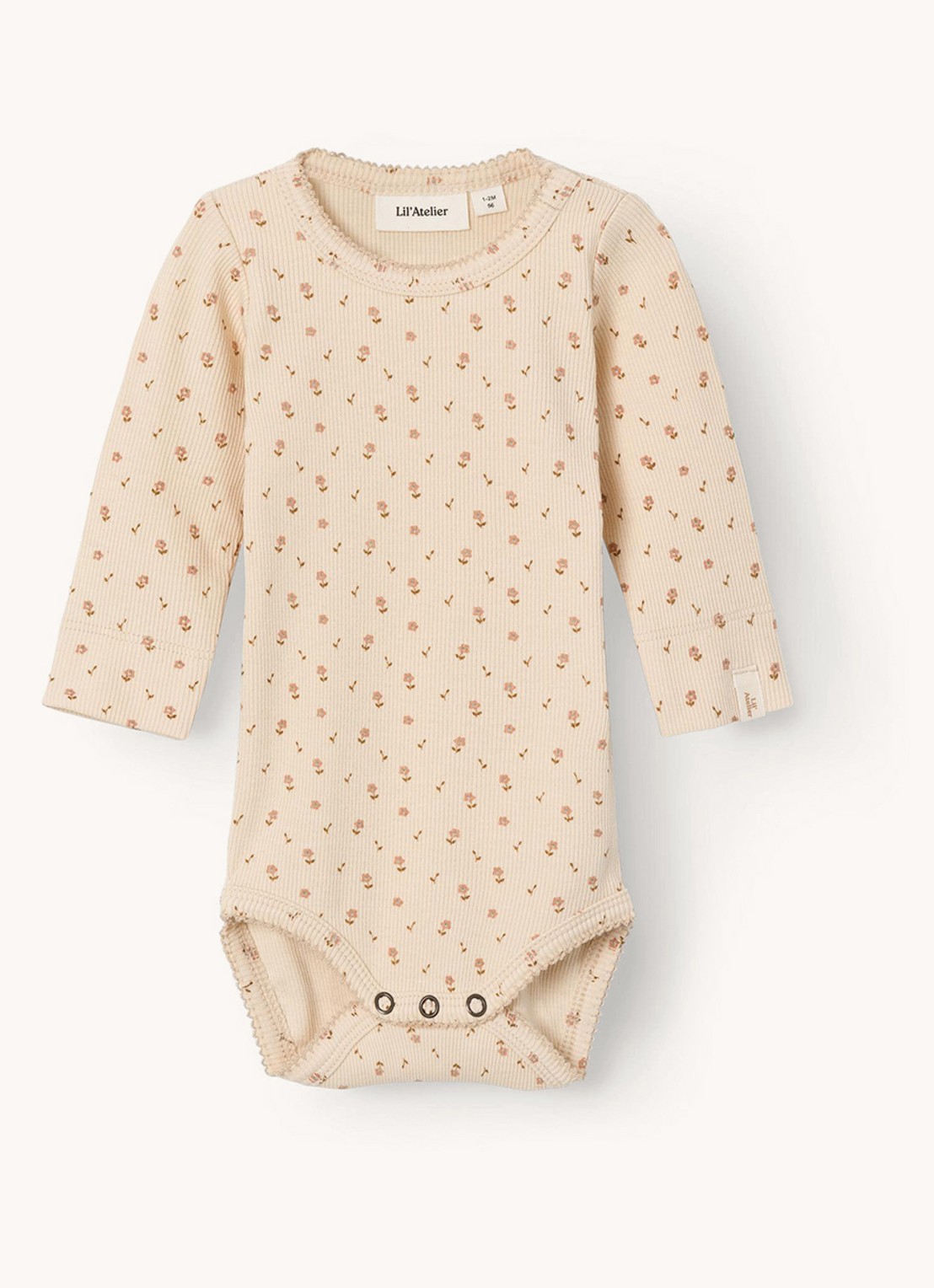 Lil 'Atelier NBFGago ribgebreide romper in  katoenblend - voorkant creme