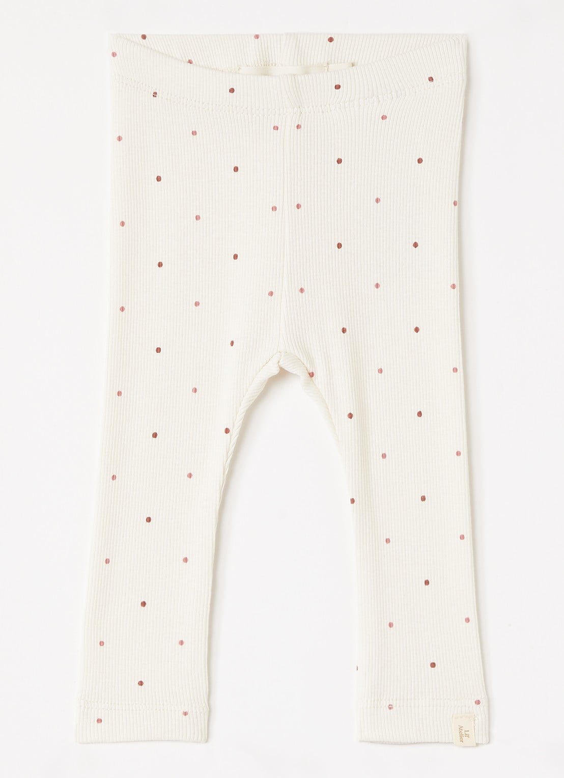 Lil 'Atelier NBFGago slim fit legging met stippenprint - voorkant 2 ivoor