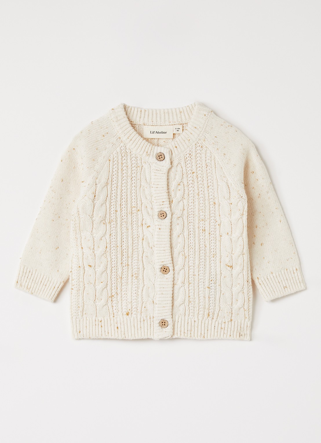 Lil 'Atelier NBFGalto grofgebreid vest  - voorkant creme