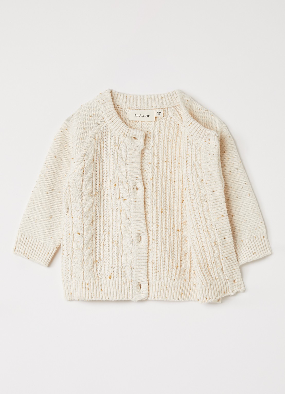 Lil 'Atelier NBFGalto grofgebreid vest  - voorkant 2 creme