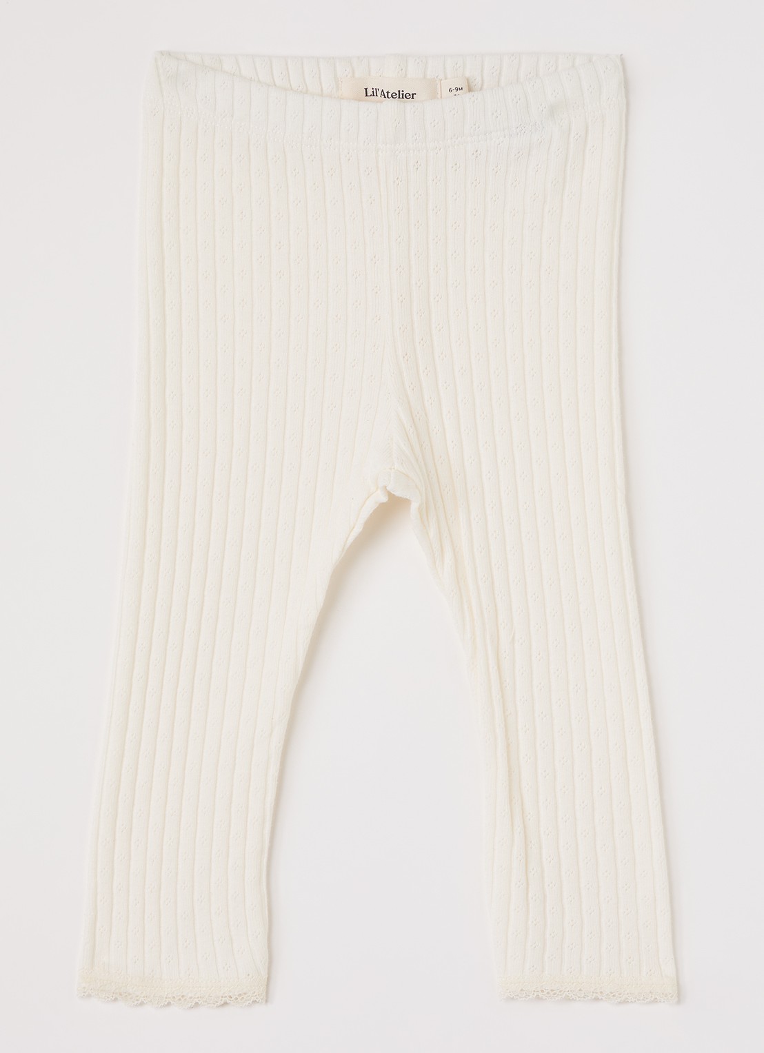 Lil 'Atelier NBFHaldis legging met ribstructuur - voorkant ivoor
