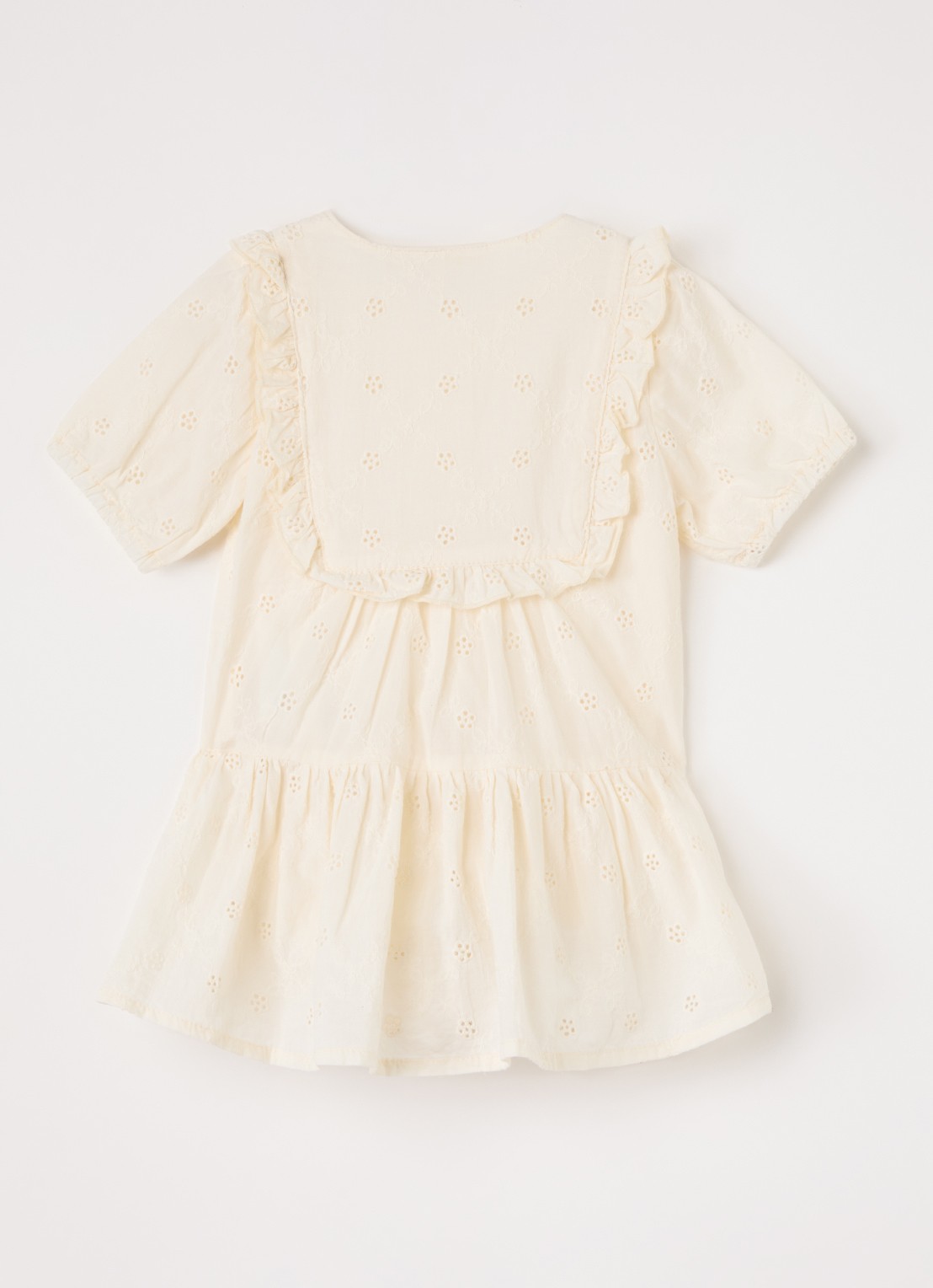 Lil 'Atelier NBFHosa jurk met broderie - voorkant 3 ivoor