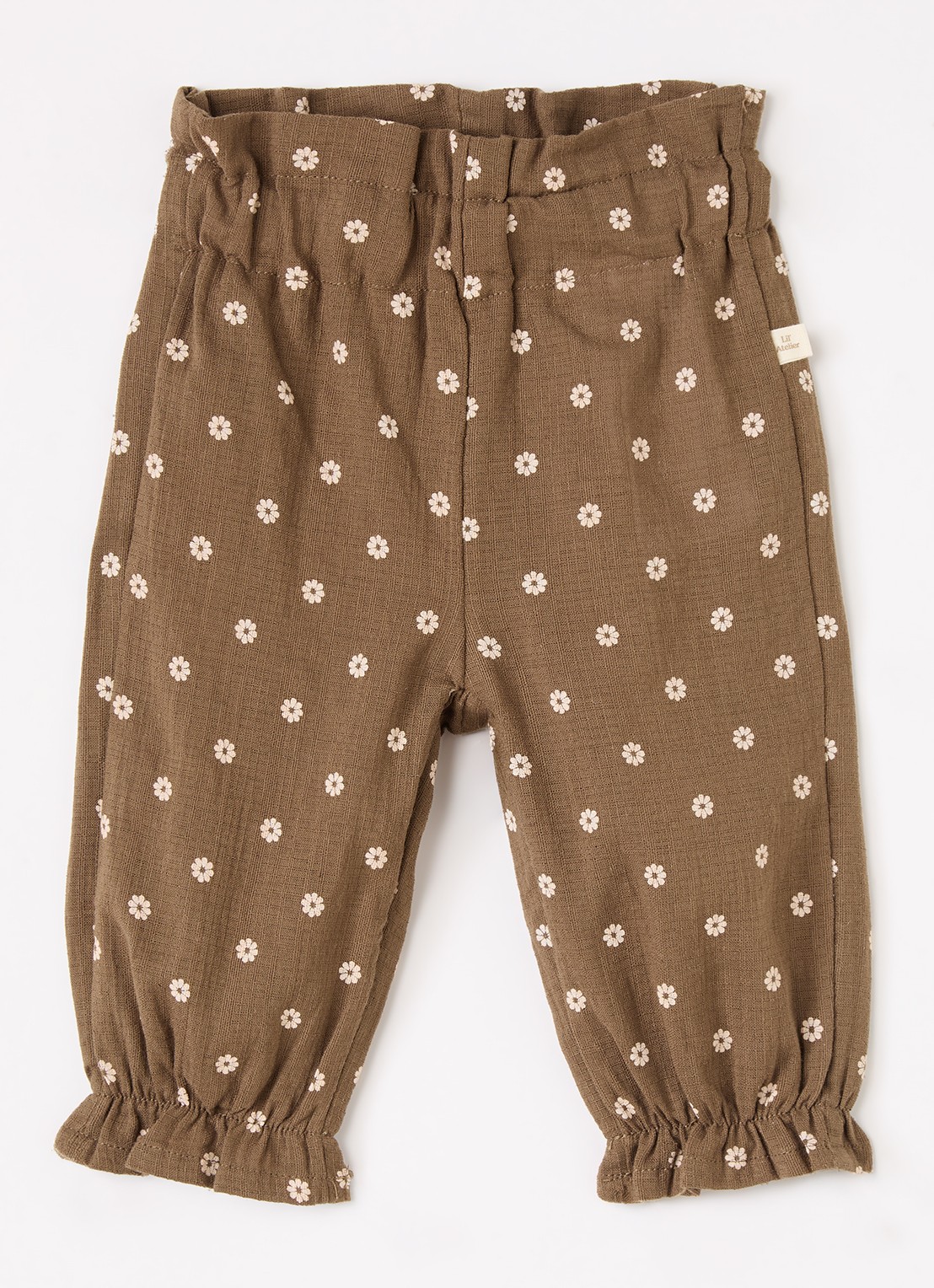 Lil 'Atelier NBFHulla loose fit babybroek met bloemenprint - voorkant bruin