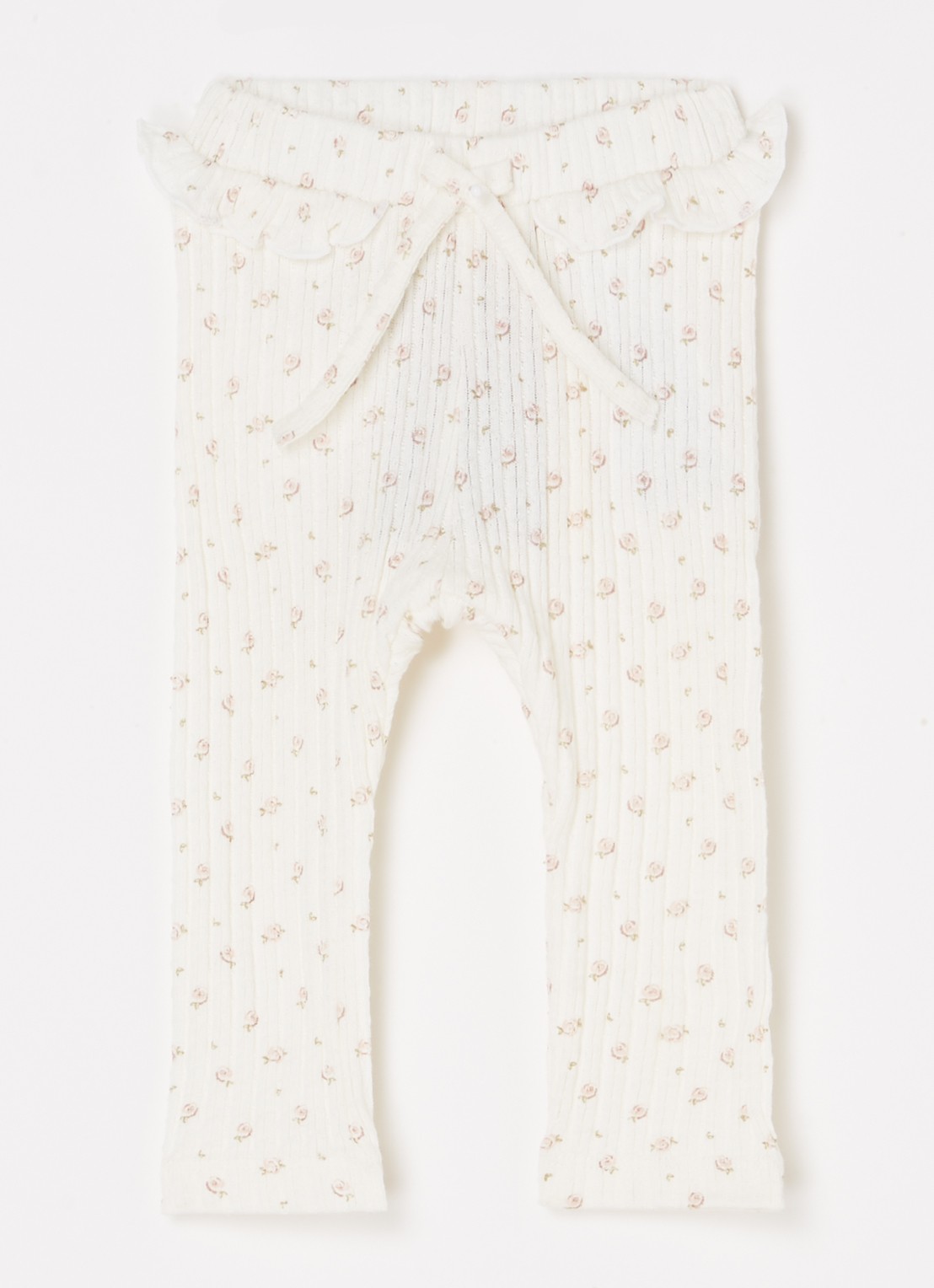 Lil 'Atelier NBFHulla ribgebreide legging van  katoen - voorkant gebroken wit
