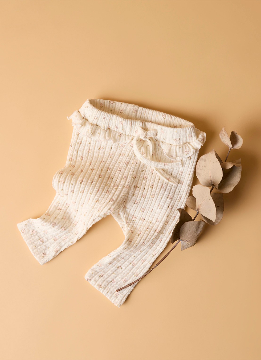 Lil 'Atelier NBFHulla ribgebreide legging van  katoen - voorkant 2 gebroken wit