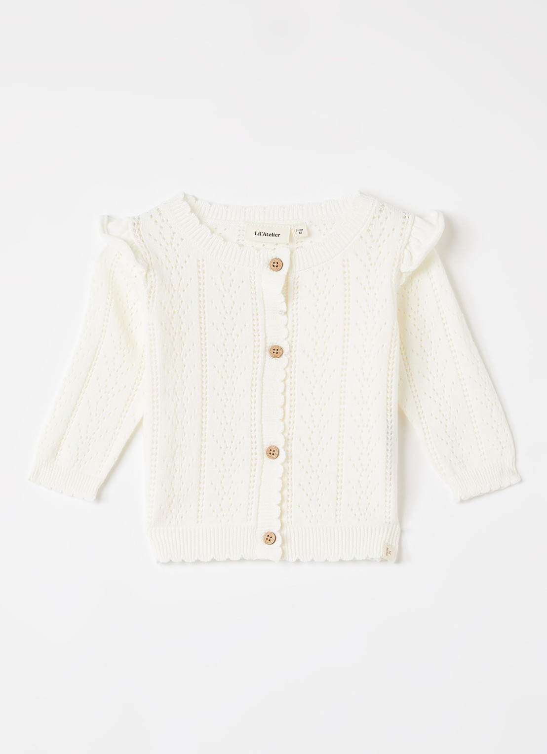 Lil 'Atelier NBFJela vest met opengewerkt dessin - voorkant gebroken wit