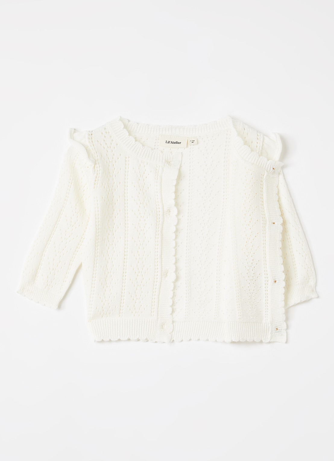 Lil 'Atelier NBFJela vest met opengewerkt dessin - voorkant 2 gebroken wit