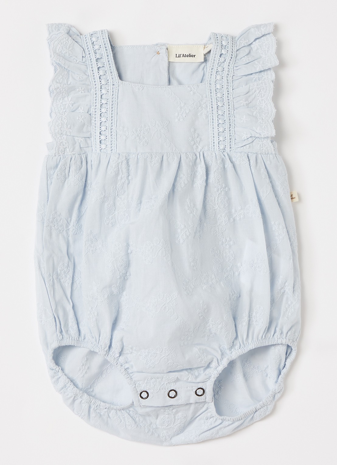 Lil 'Atelier NBFJiva jurk met bloemborduring - voorkant lichtblauw