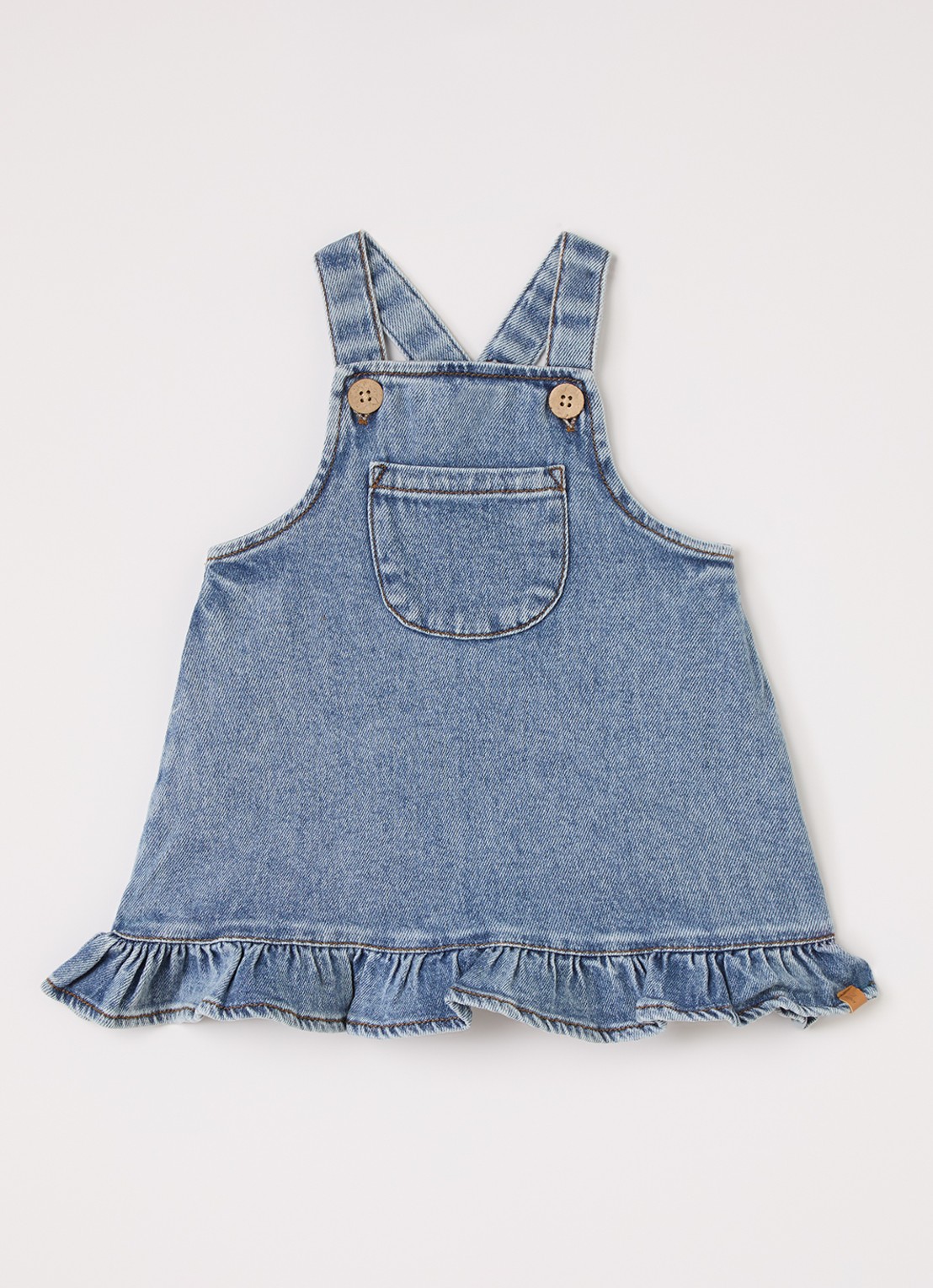 Lil 'Atelier NBFKarole denim jurk - voorkant 2 indigo