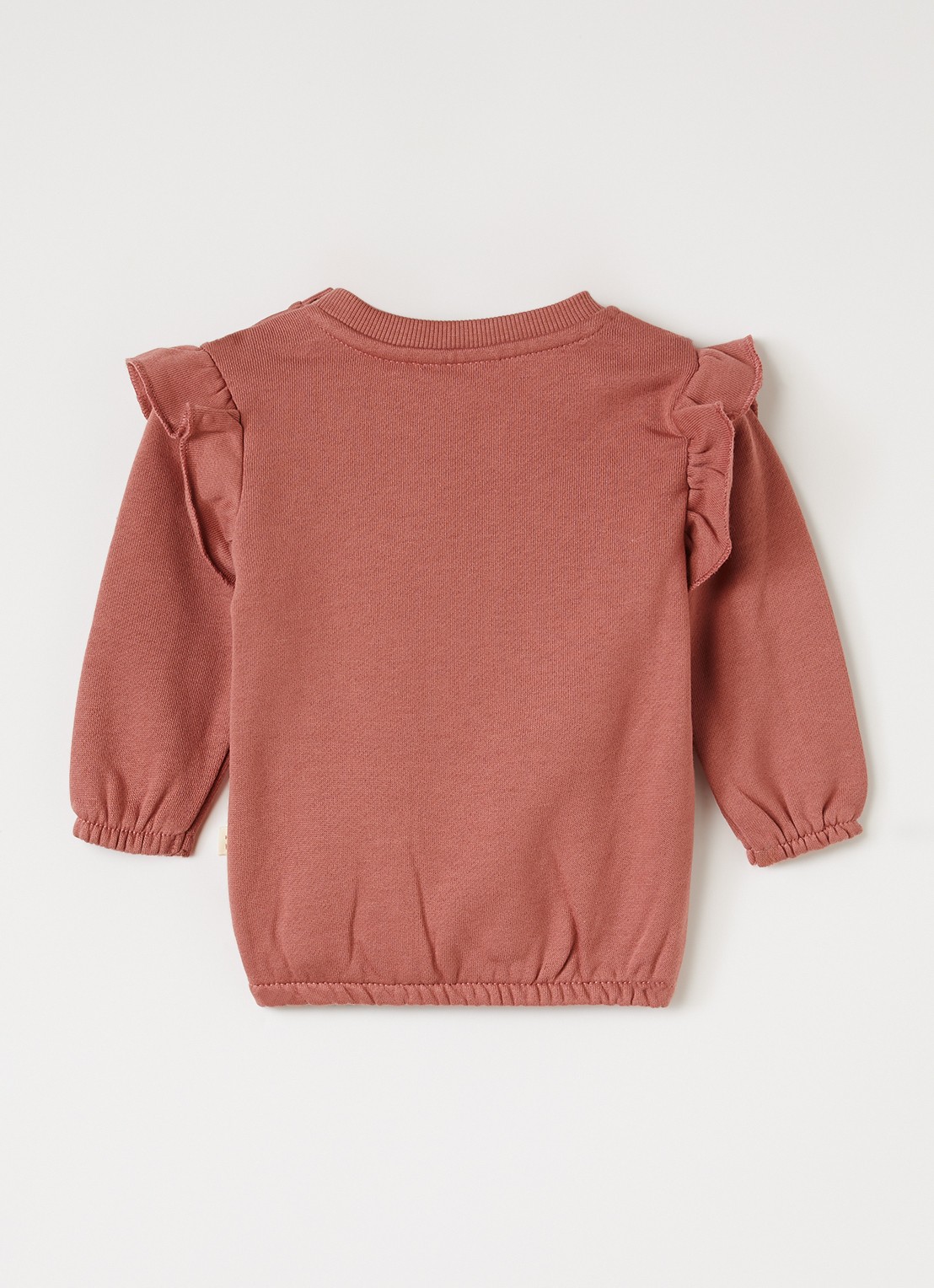 Lil 'Atelier NBFKilano sweater met volant - voorkant 2 koraalroze