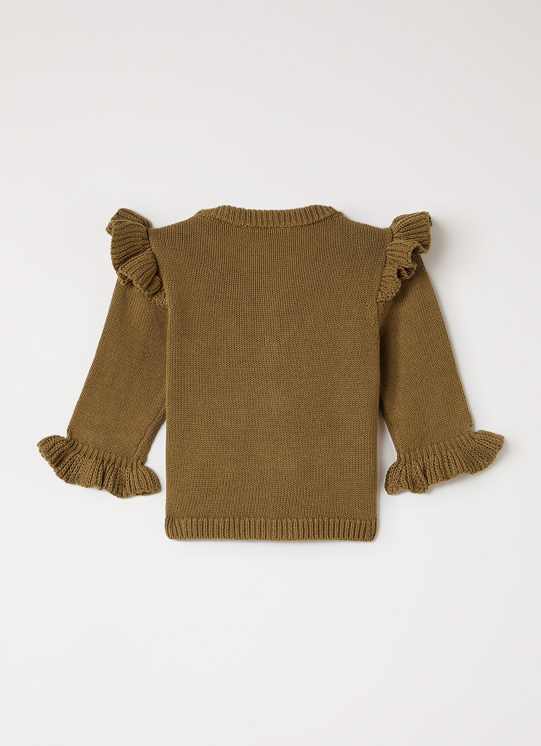 Lil 'Atelier NBFKopa grofgebreid vest met volant - achterkant 3 mosgroen
