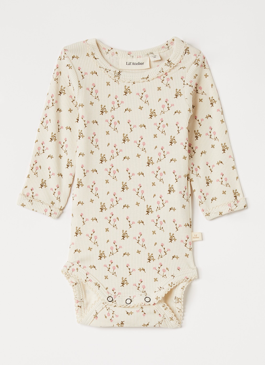 Lil 'Atelier NBFLago romper met bloemenprint - voorkant creme