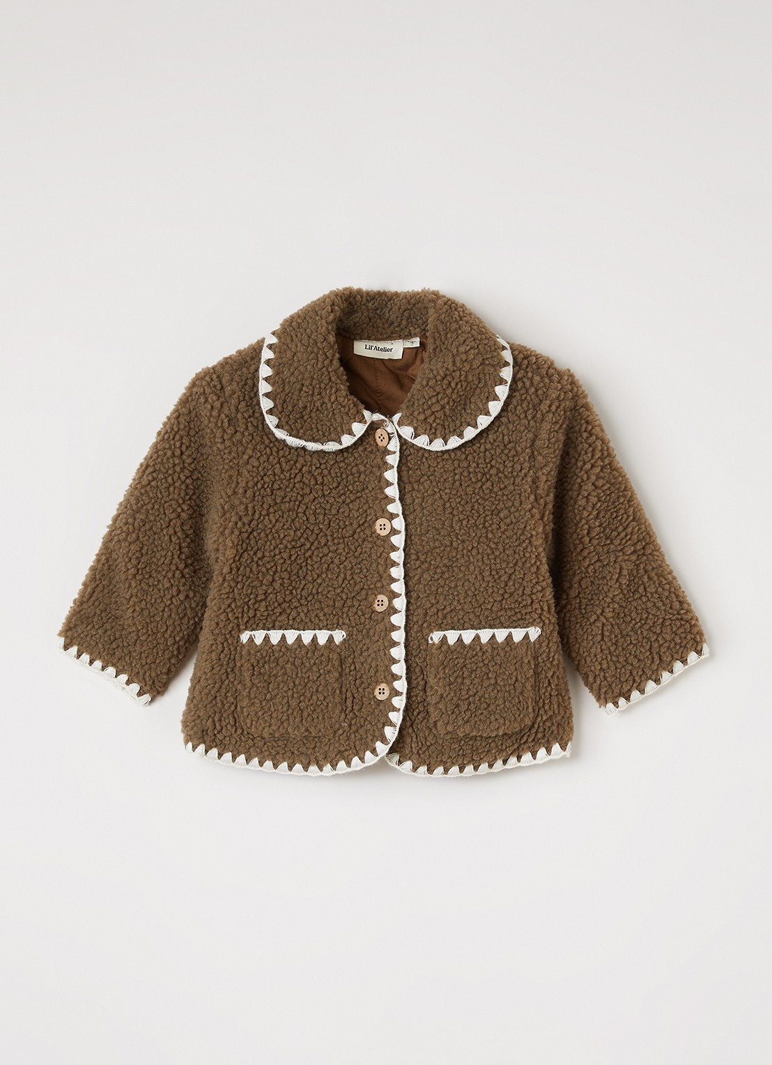 Lil 'Atelier NBFLajo jack van teddy met kraag - voorkant 2 lichtbruin