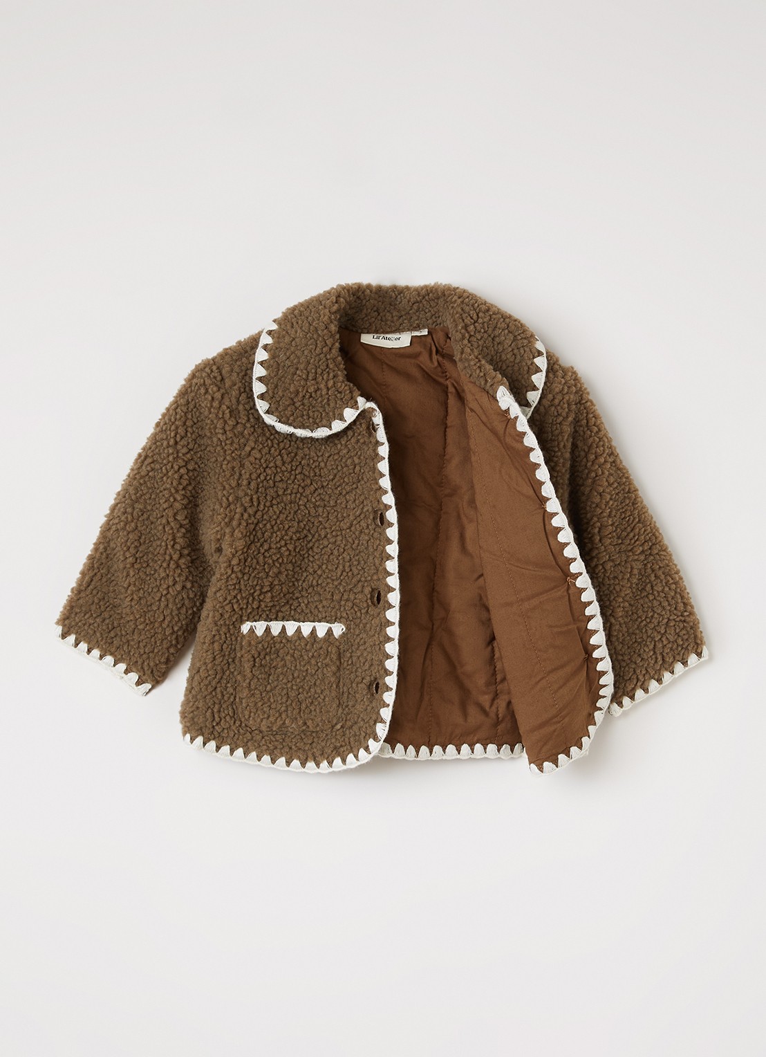 Lil 'Atelier NBFLajo jack van teddy met kraag - voorkant 3 lichtbruin