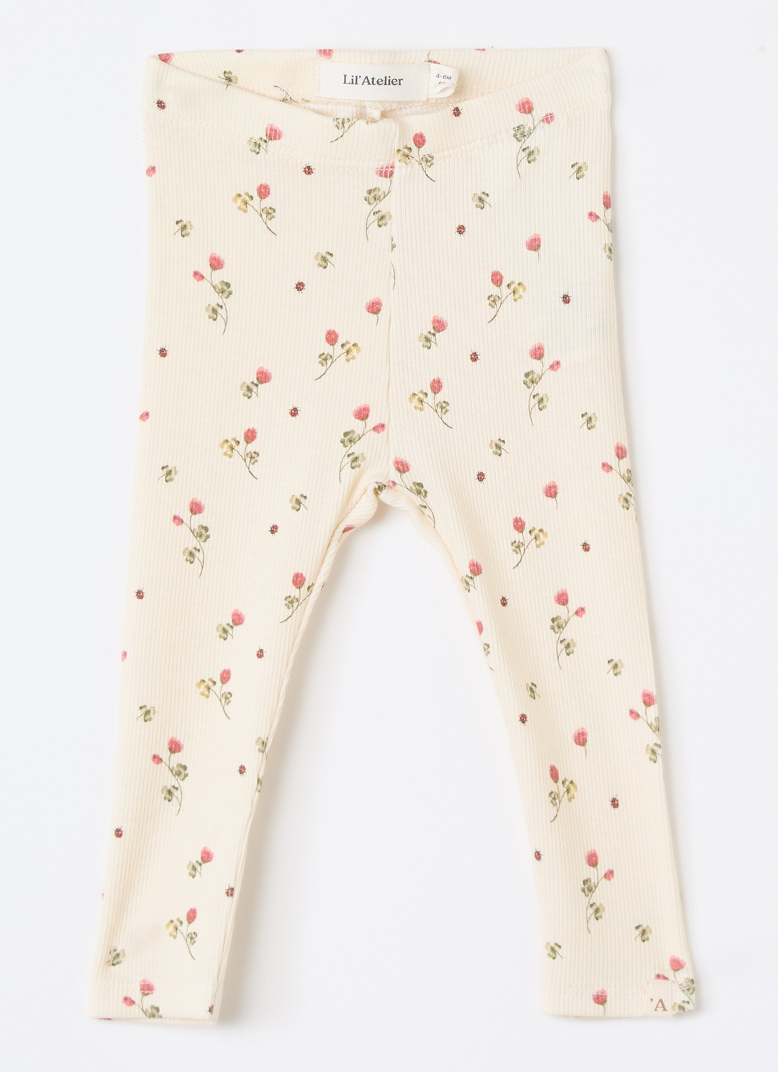 Lil 'Atelier NBFLavo ribgebreide legging  - voorkant creme