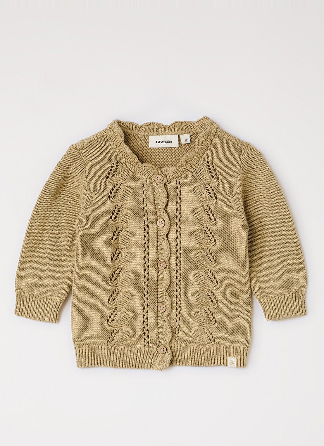 Lil 'Atelier NBFLeou grofgebreid vest - voorkant 2 khaki