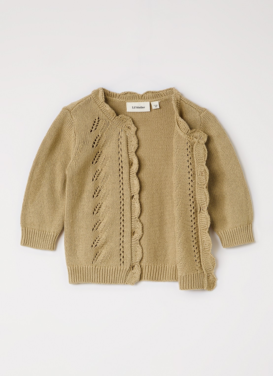 Lil 'Atelier NBFLeou grofgebreid vest - voorkant 3 khaki
