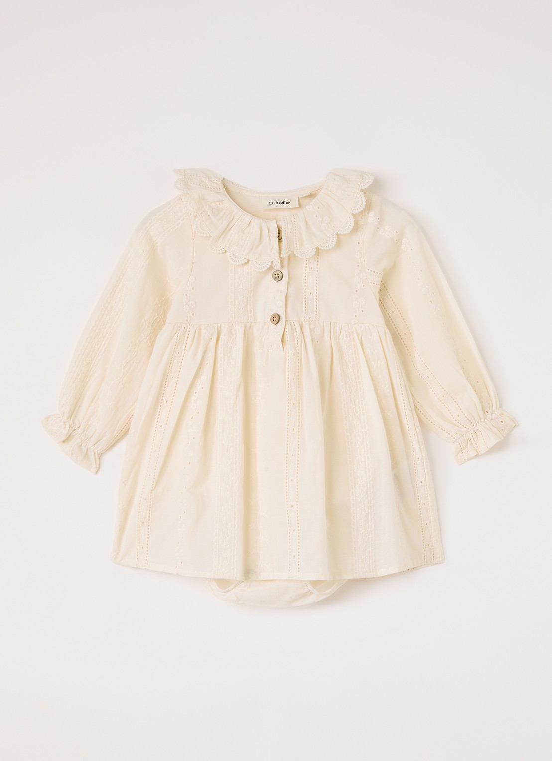 Lil 'Atelier NBFLoba tuniekjurk met borduring - voorkant 3 creme