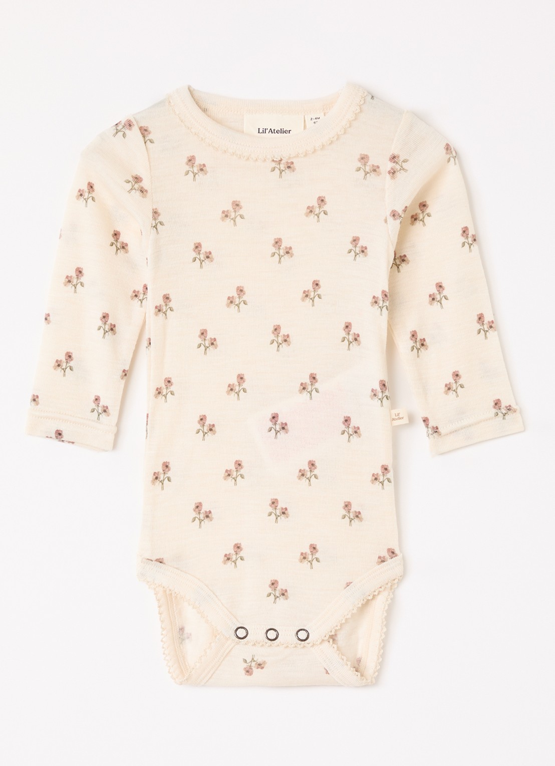 Lil 'Atelier NBFNalu romper in wolblend met print - voorkant creme
