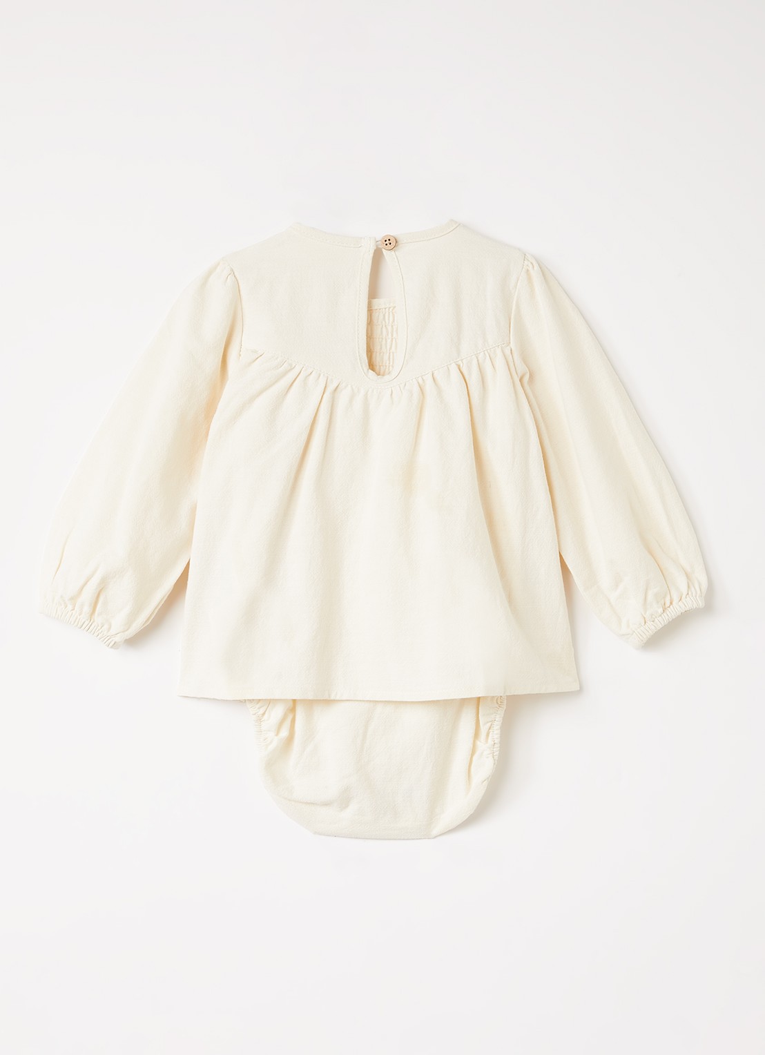 Lil 'Atelier NBFNella jurk met smockwerk - voorkant 3 ivoor