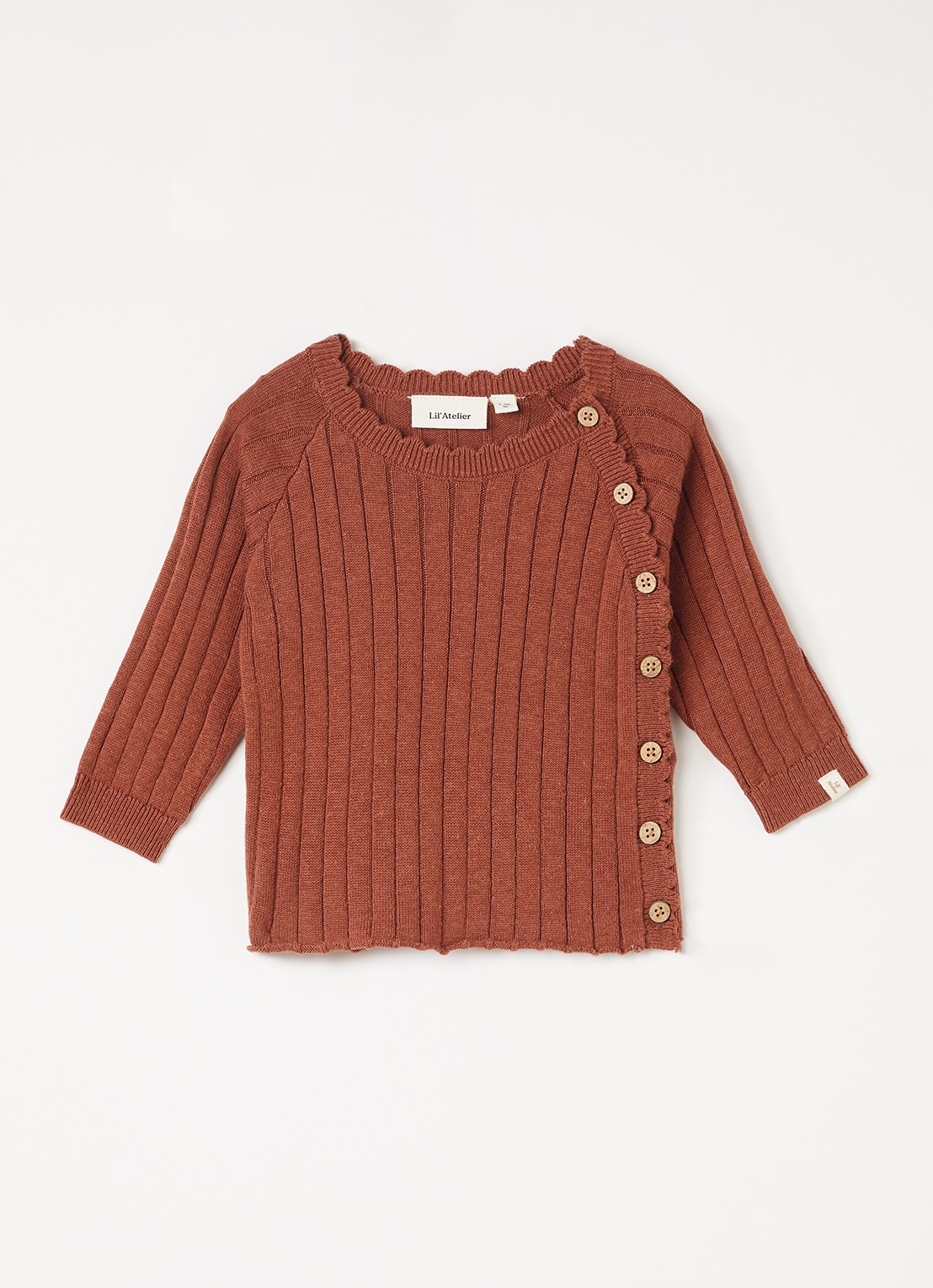 Lil 'Atelier NBFNelsan ribgebreide top - voorkant 2 mahoniebruin