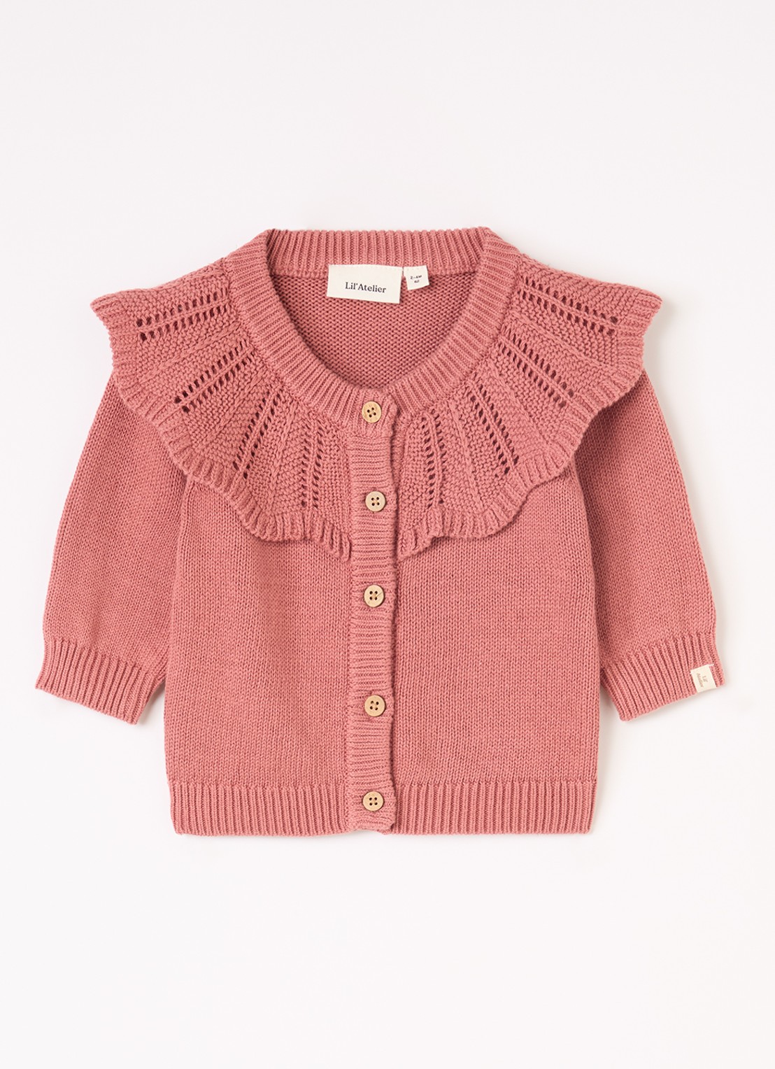 Lil 'Atelier NBFNoda fijngebereid vest met opengewerkt dessin - voorkant 2 roze