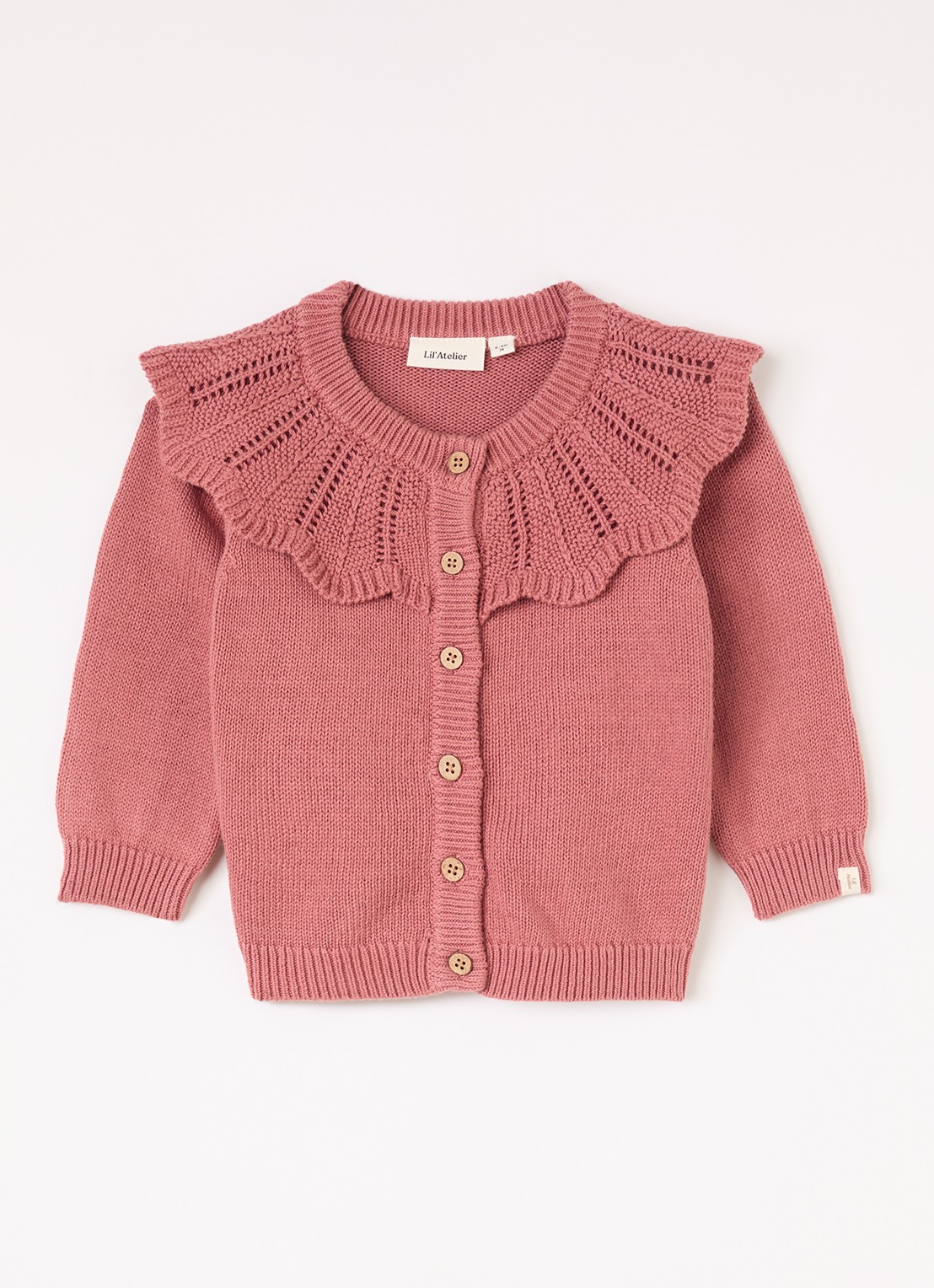 Lil 'Atelier NBFNoda fijngebereid vest met opengewerkt dessin - voorkant roze