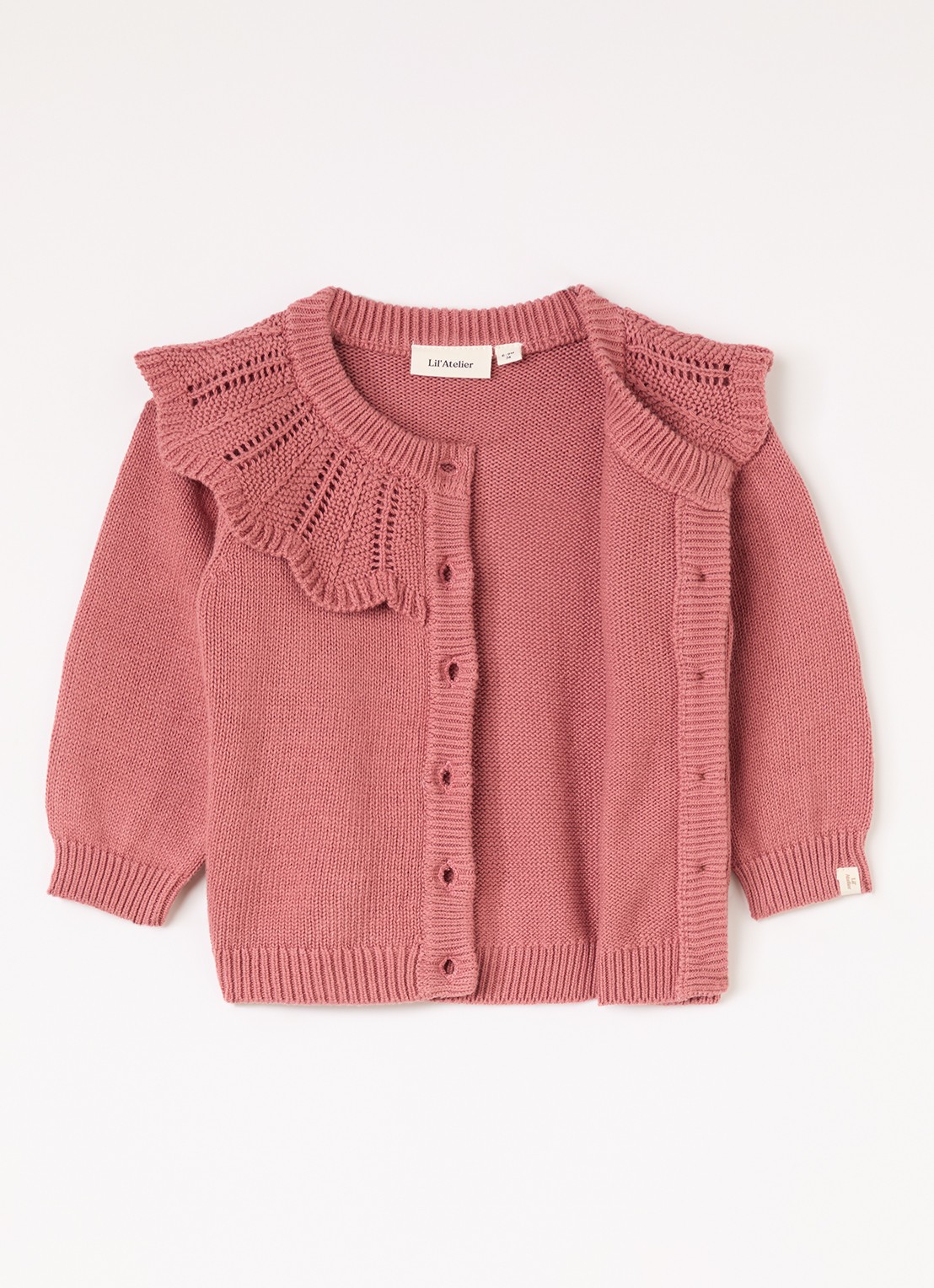 Lil 'Atelier NBFNoda fijngebereid vest met opengewerkt dessin - voorkant 2 roze