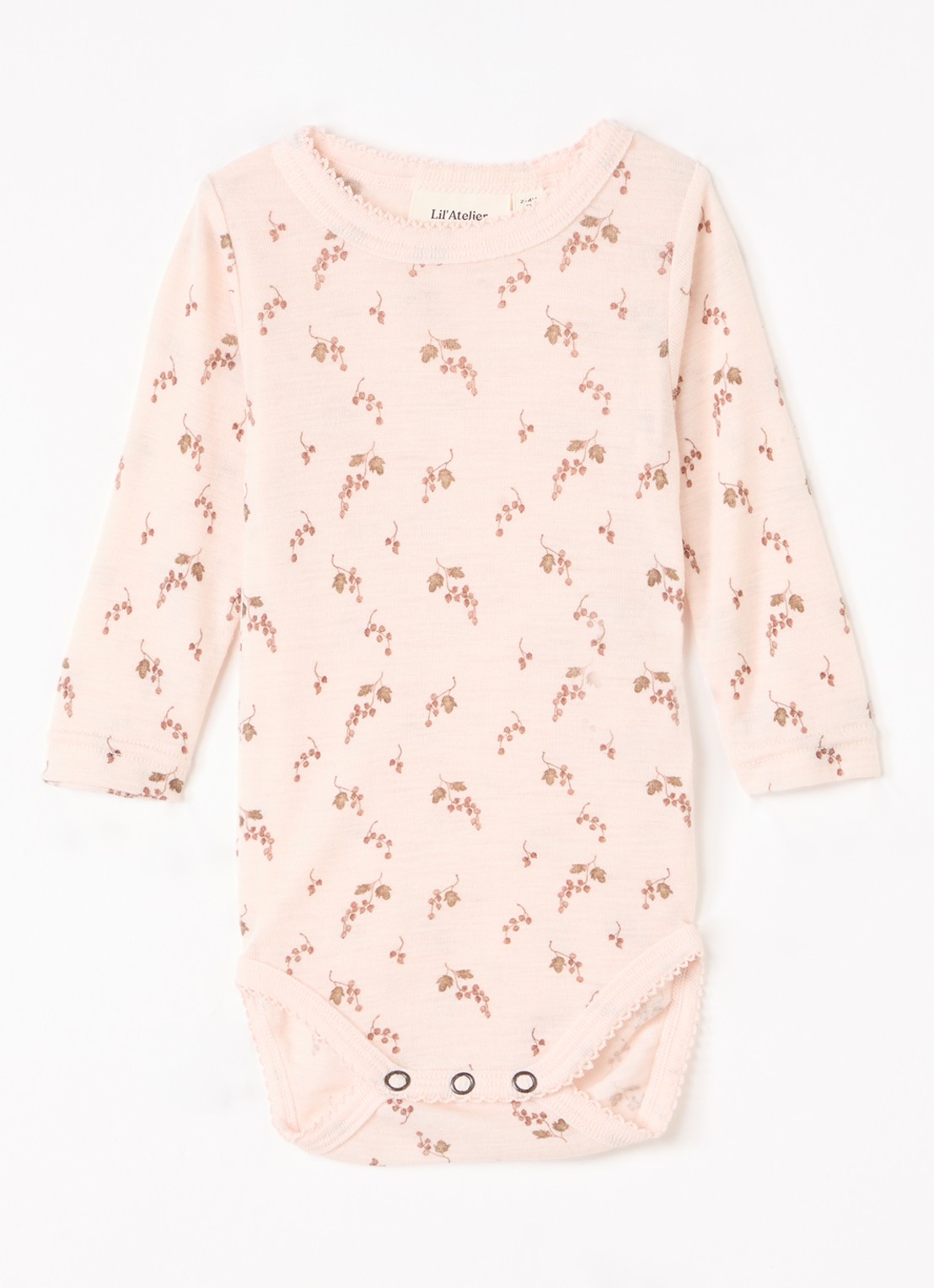 Lil 'Atelier NBFNoel Nia romper van merino wol - voorkant 3 lichtroze