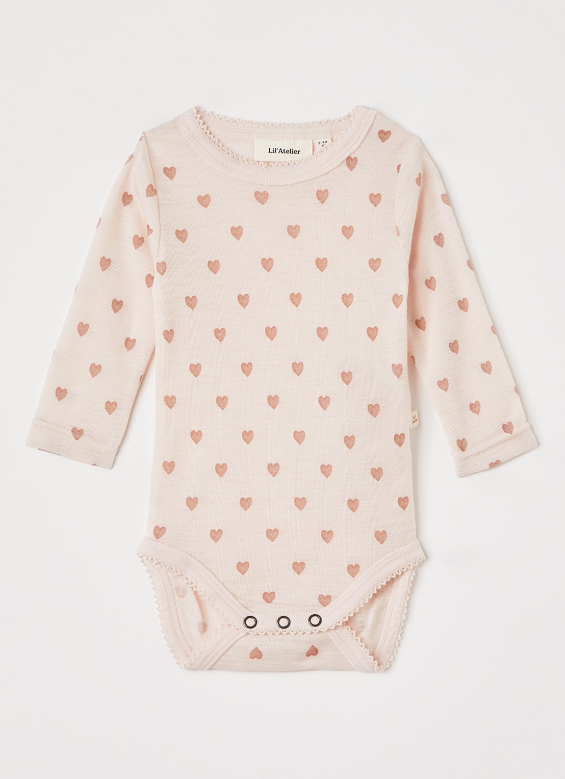 Lil 'Atelier NBFNoel Nia romper van merino wol - voorkant lichtroze