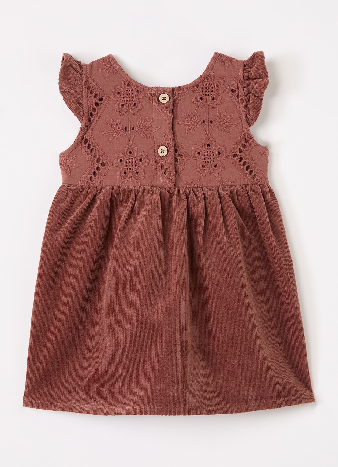 Lil 'Atelier NBFOnellas jurk met opengewerkt dessin - voorkant 3 mahoniebruin
