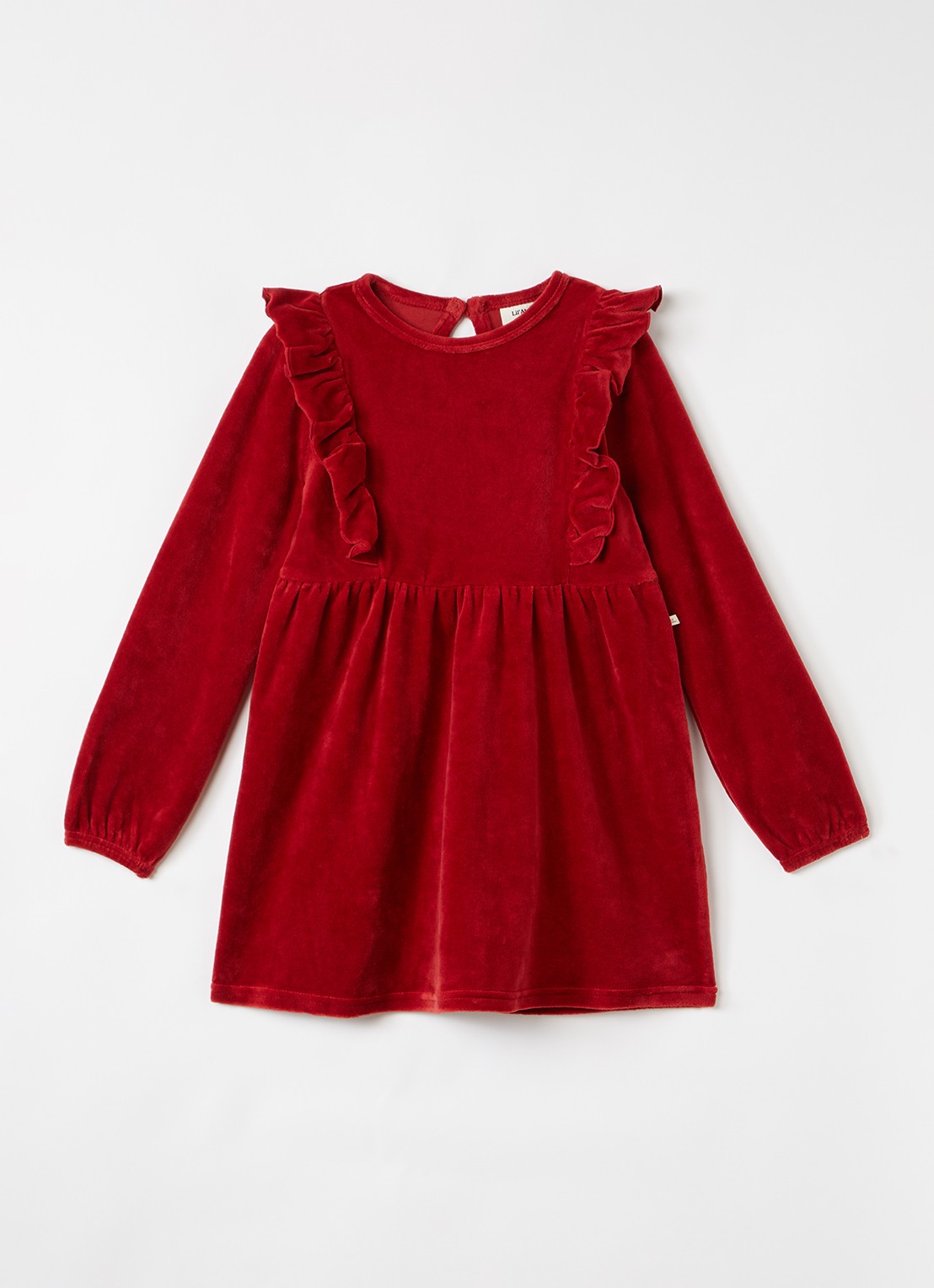 Lil 'Atelier NBFSaga jurk met ruches - voorkant donkerrood