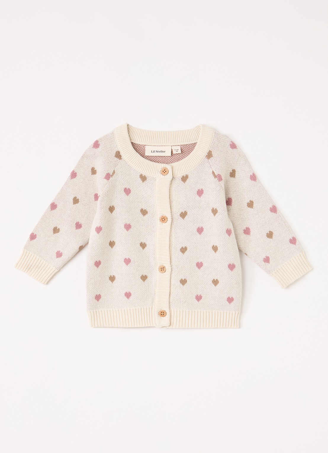 Lil 'Atelier NBFSaran fijngebreid vest met ingebreid patroon - voorkant 2 creme