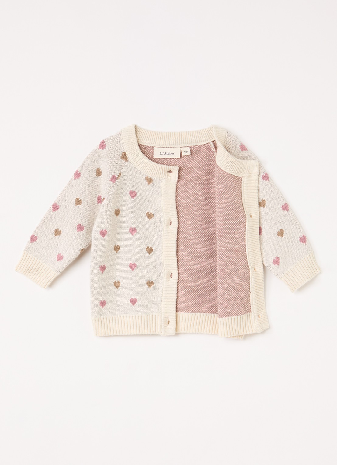 Lil 'Atelier NBFSaran fijngebreid vest met ingebreid patroon - voorkant 3 creme