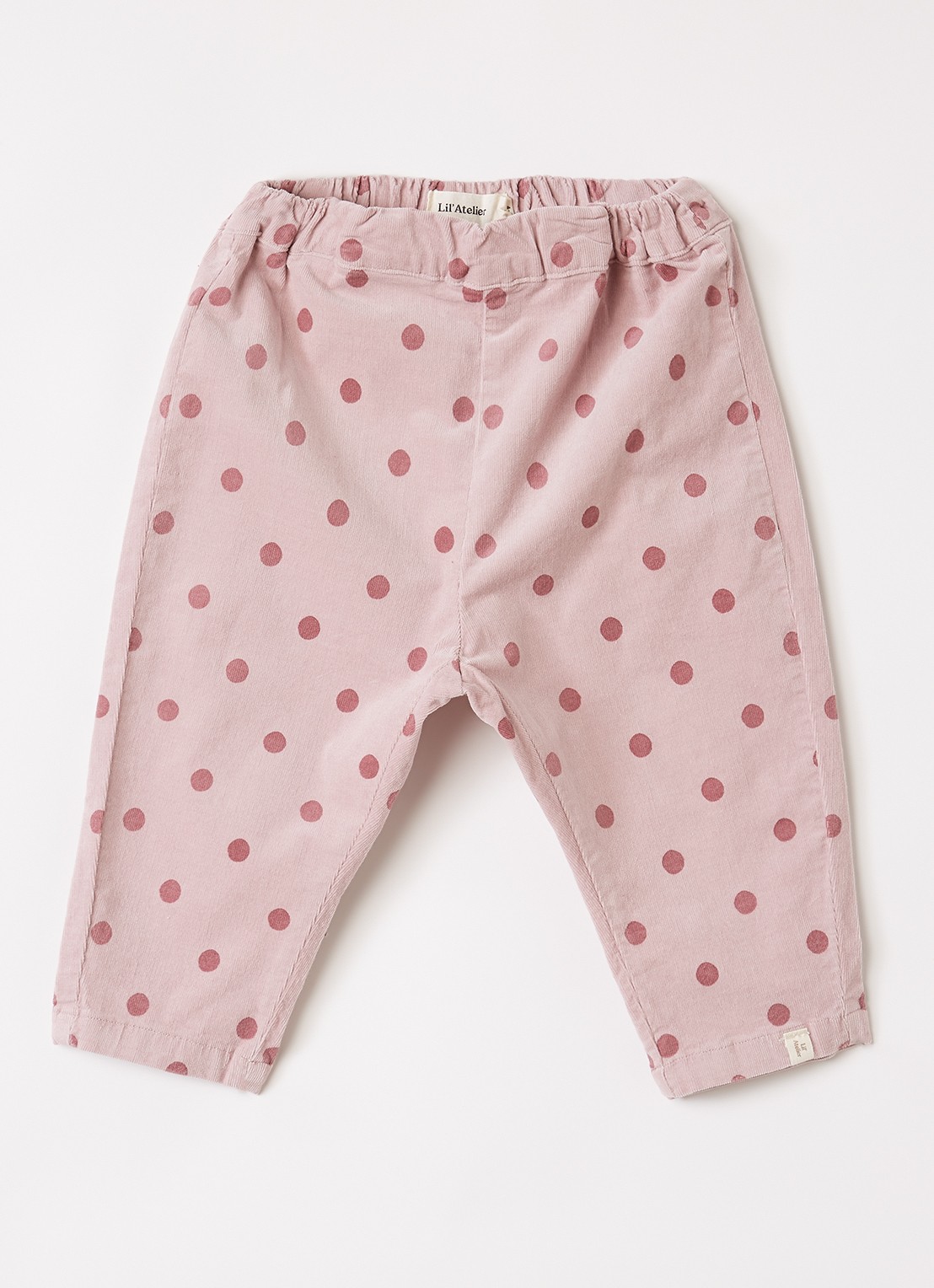 Lil 'Atelier NBFSomba straight fit broek met stippenprint - voorkant 2 roze