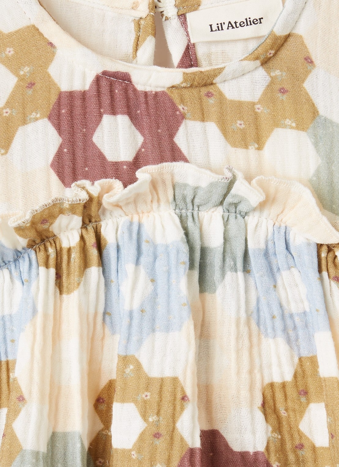 Lil 'Atelier NBFTalia jurk met bloemenprint - detail 3 creme