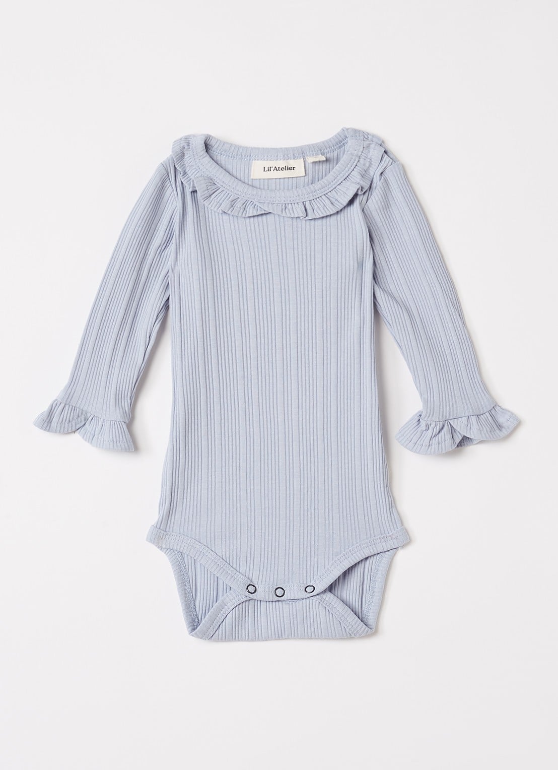 Lil 'Atelier NBFTansy romper met ribstructuur - voorkant staalblauw