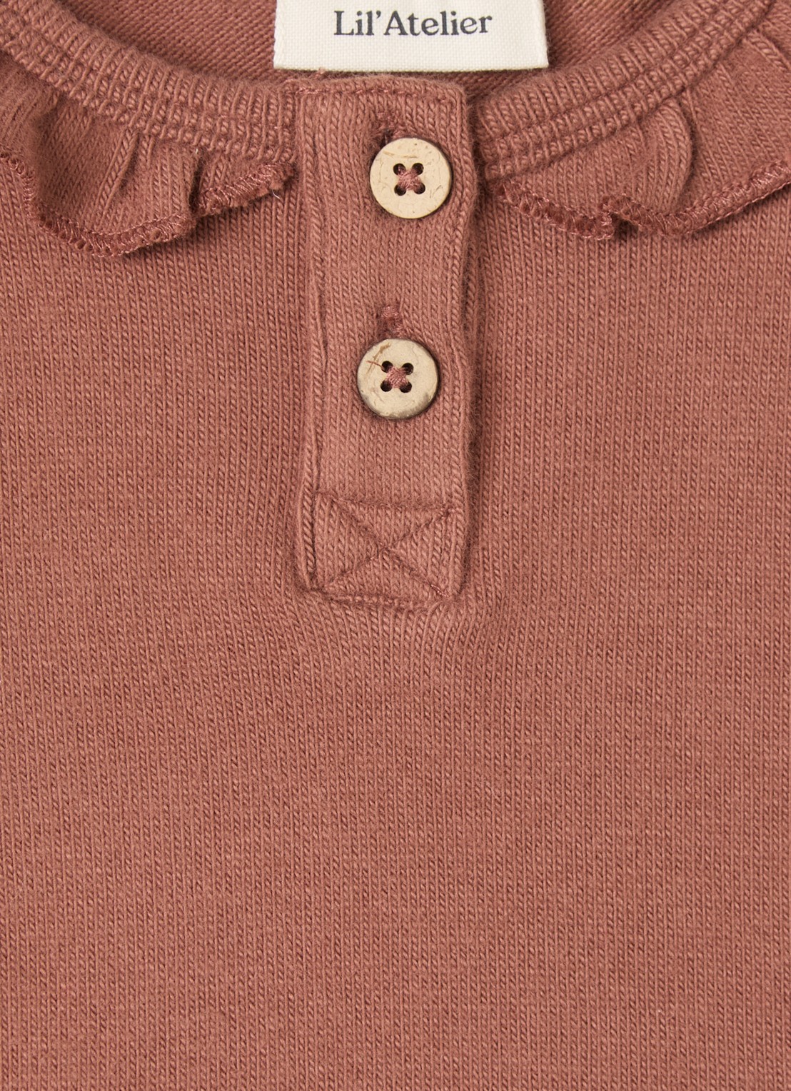Lil 'Atelier NBFThoro Hou top met ruches - detail mahoniebruin