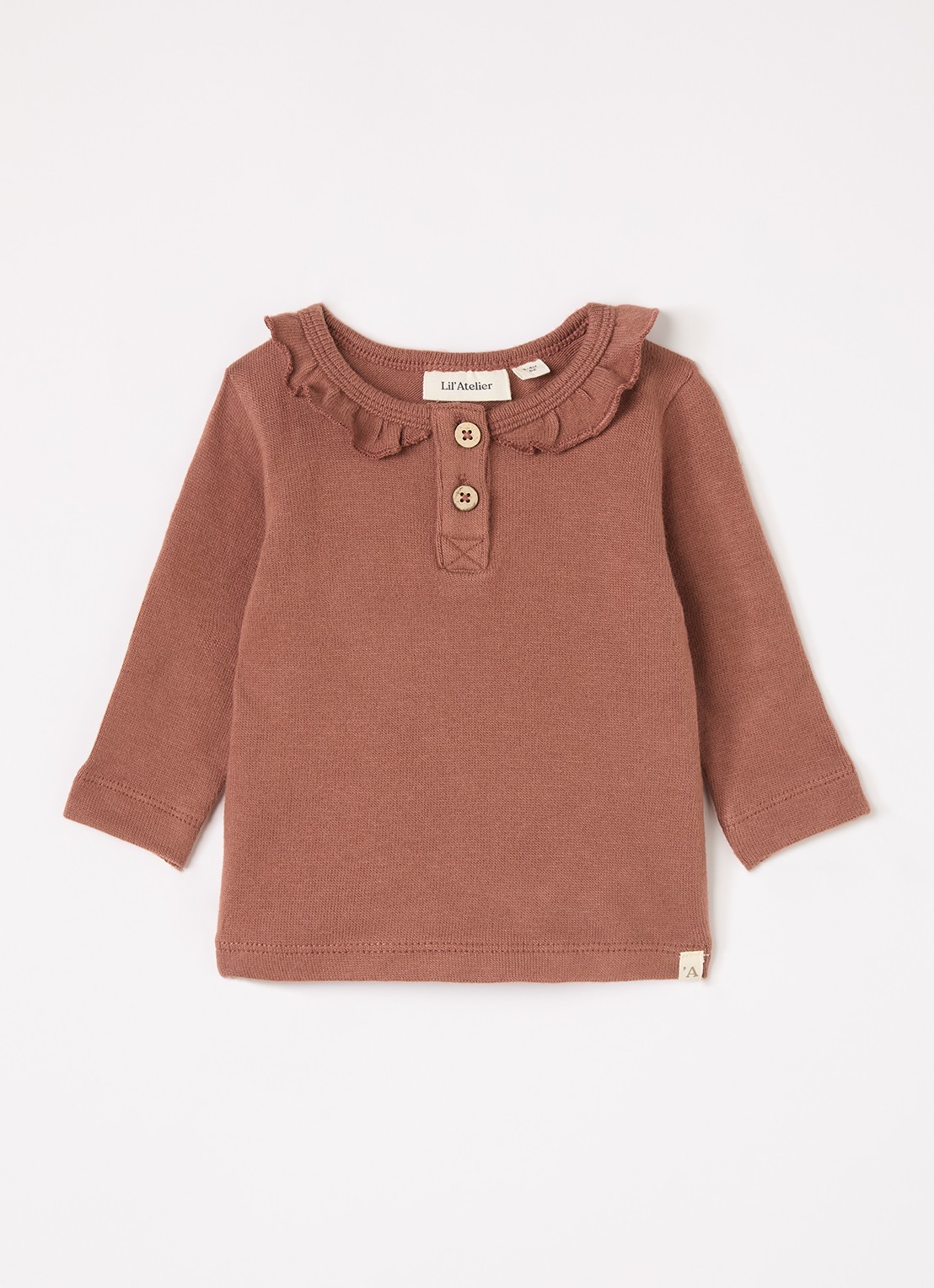 Lil 'Atelier NBFThoro Hou top met ruches - voorkant 2 mahoniebruin