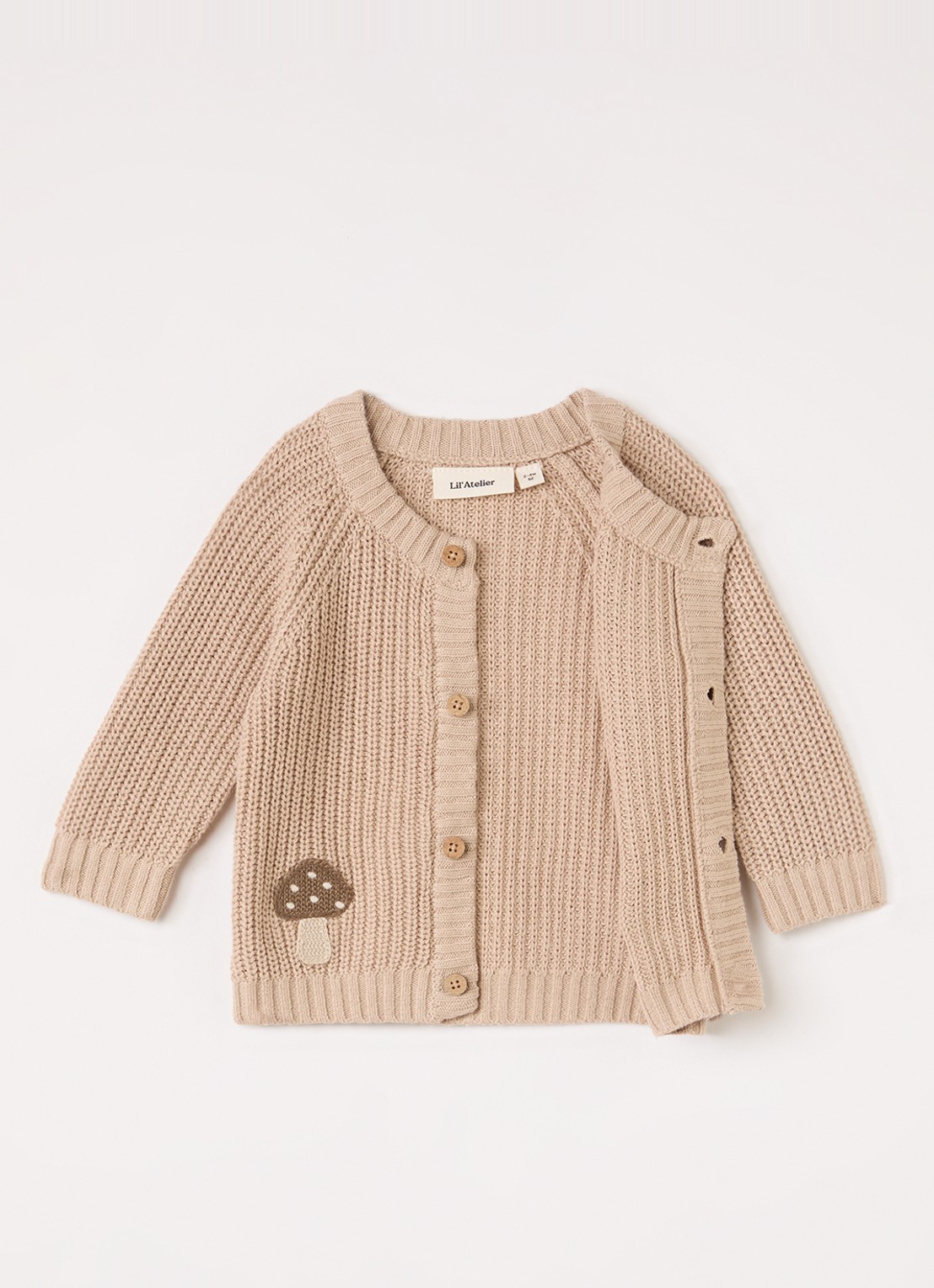 Lil 'Atelier NBMEmlen grofgebreid vest met borduring - voorkant 2 beige