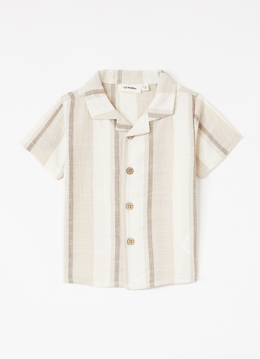 Lil 'Atelier NBMFibert overhemd met streepprint - voorkant beige