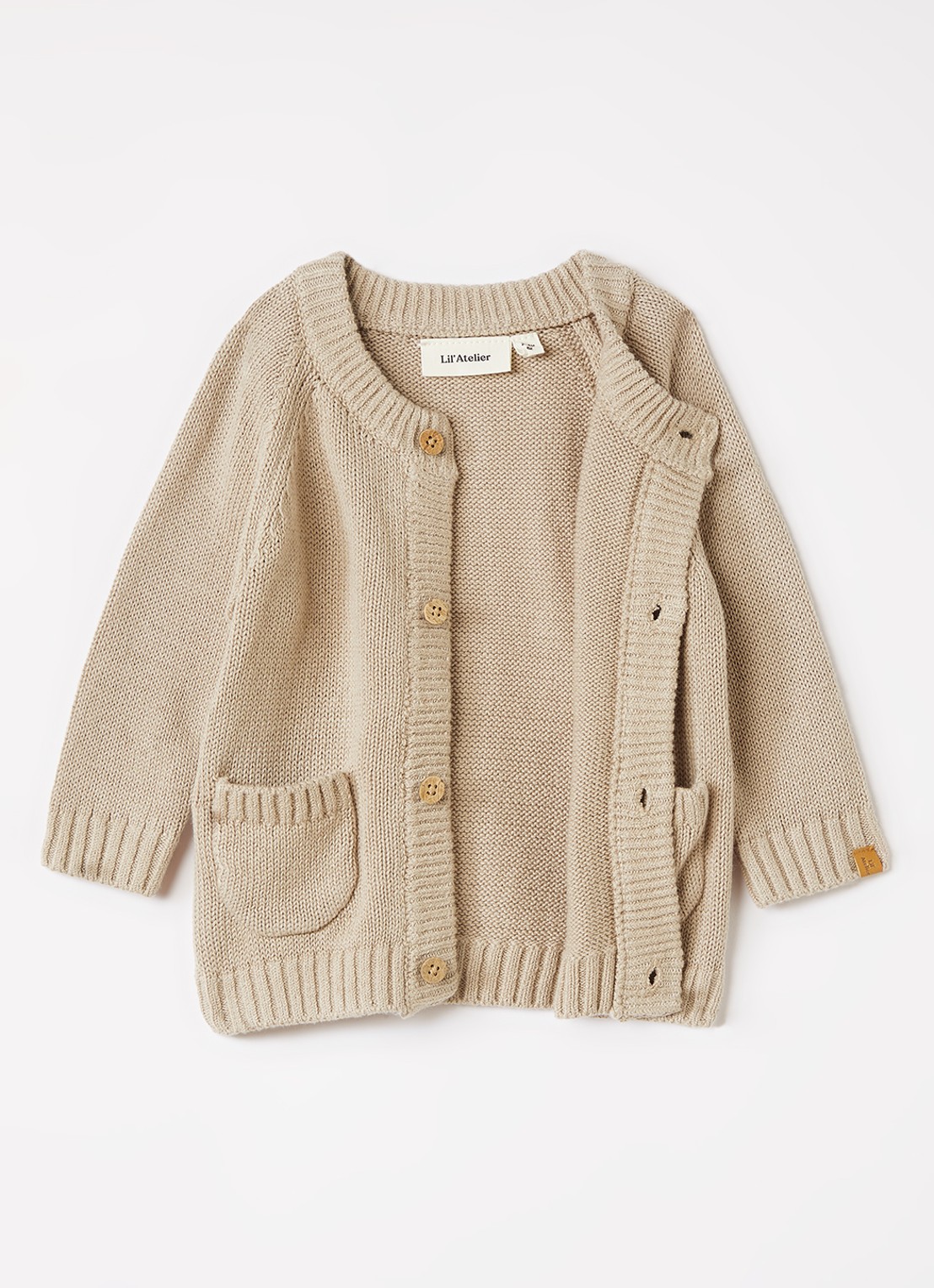 Lil 'Atelier NBMFogon grofgebreid vest - detail 3 beige