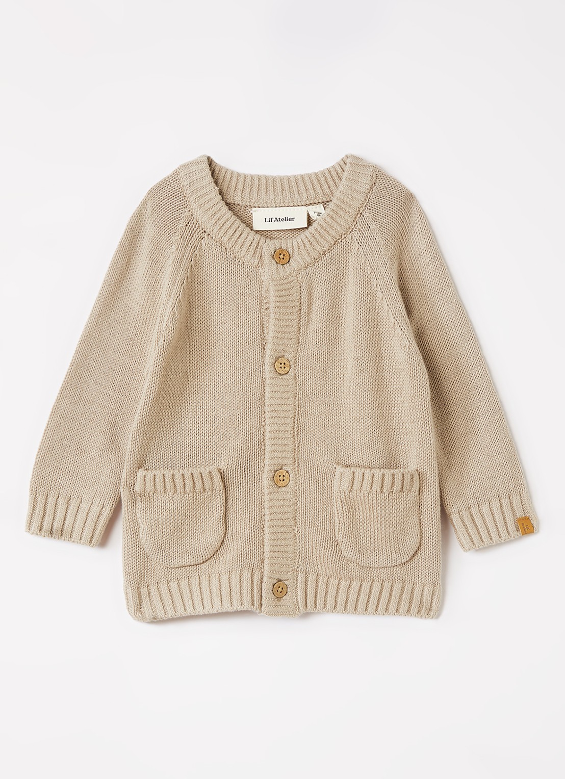 Lil 'Atelier NBMFogon grofgebreid vest - voorkant 5 beige
