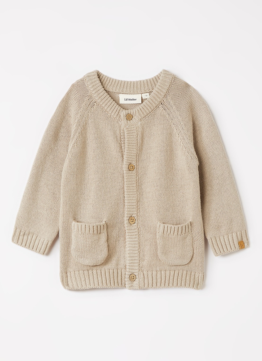Lil 'Atelier NBMFogon grofgebreid vest - voorkant 6 beige